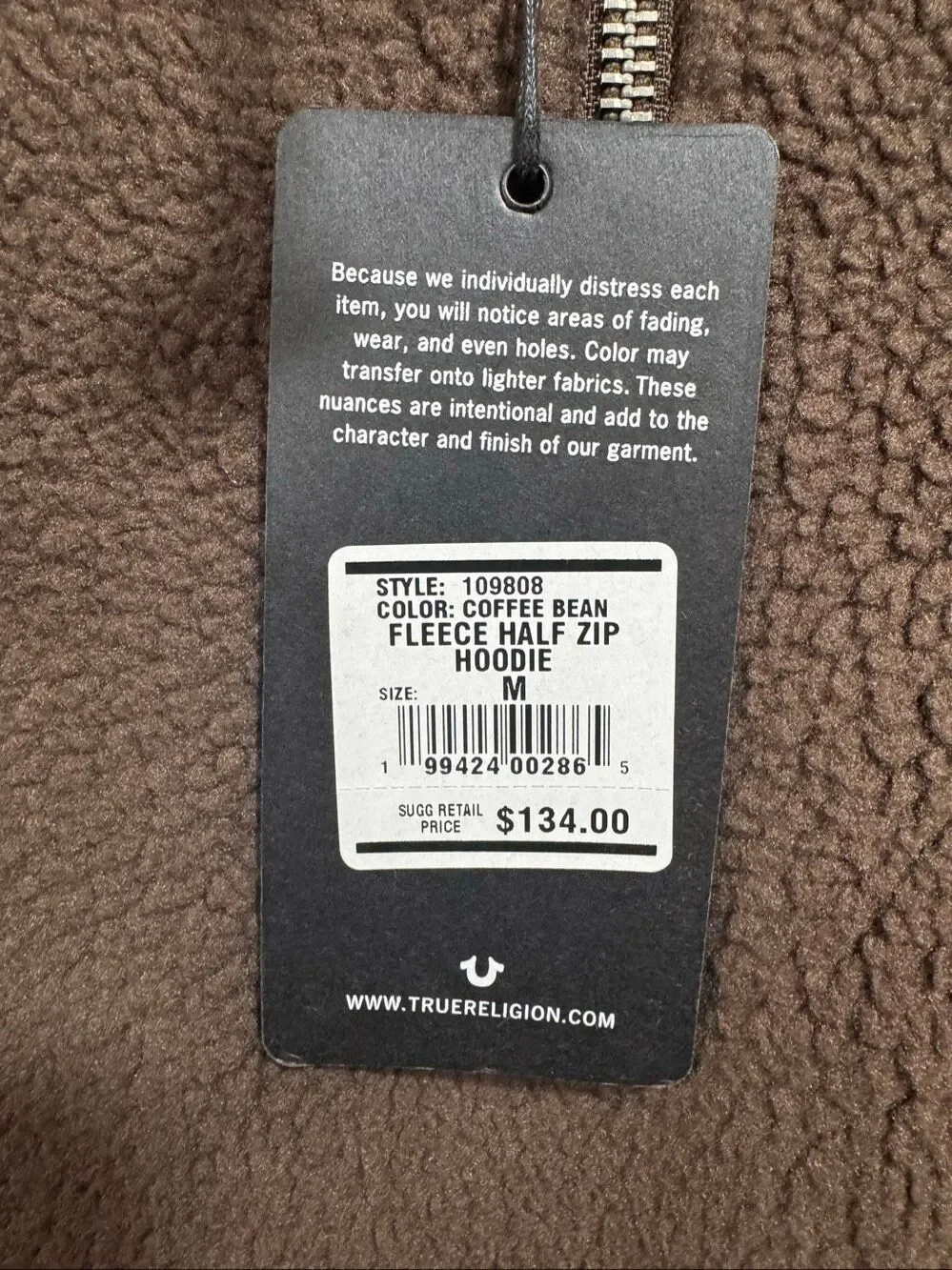 True Religion fleece half